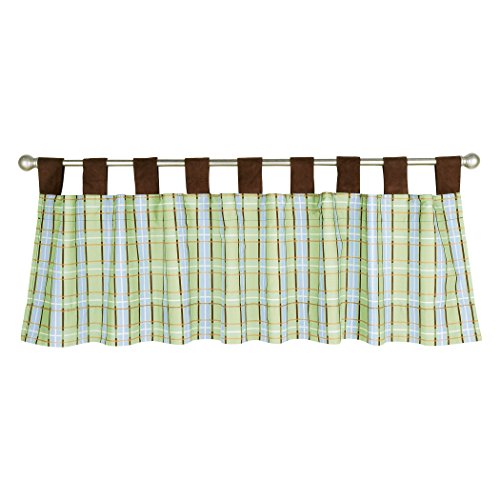 Trend Lab Baby Barnyard Window Curtain Valance, Green/Blue/Plaid