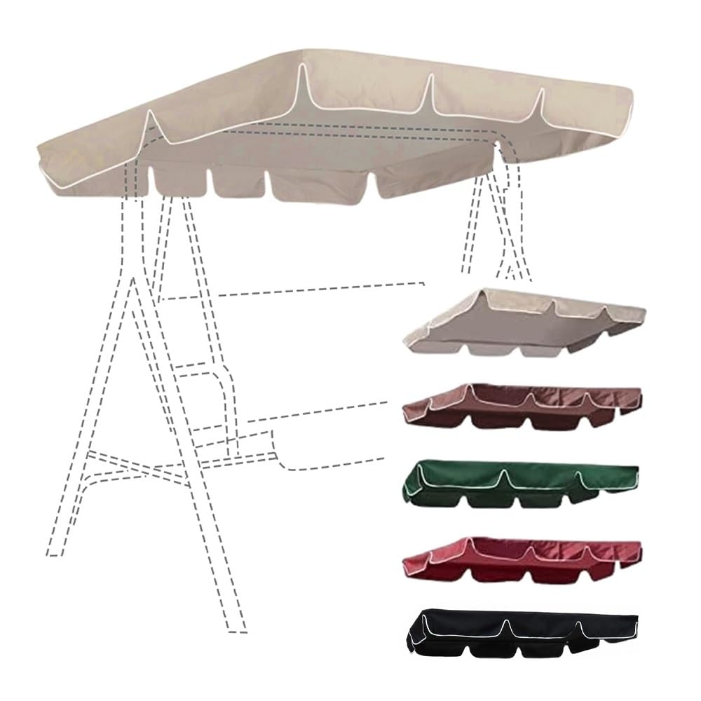 Cubierta de repuesto para silla de columpio de patio de 163.8 x 114 cm y 76.8 x 49.2 pulgadas, techo de jardín impermeable resistente a los rayos UV, sombra duradera para juego de columpios (190 x 120
