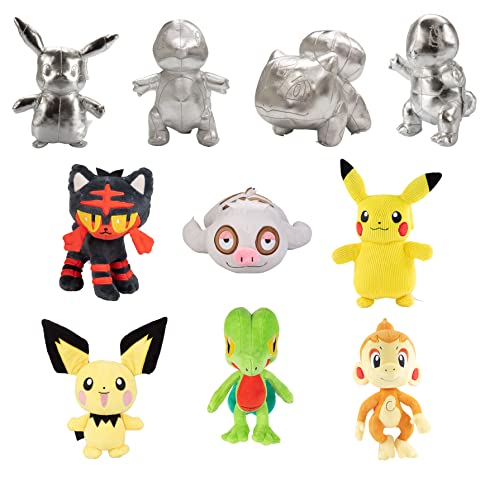 Pokemon 8" Mystery Blind Box, 3-Pack Plush, Assorted - Receive 3 Of 10 Pictured Styles - Officially Licensed - Surprise Pokemon Characters Stuffed Animal Toy - Great Gift For Kids #TOP3