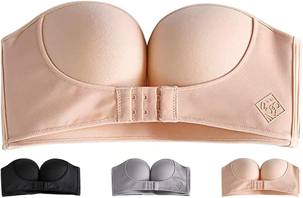 Strapless Front Buckle Lift Bra, Invisible Bra Push Up, Front Closure Strapless Bras for Women