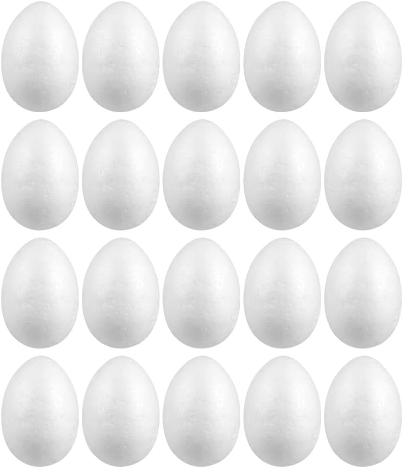 LUOZZY 30 Pcs Easter Foam Egg White Styrofoam Egg Craft Natural Polystyrene Handmade 6 CM for DIY Easter Craft Home Decor