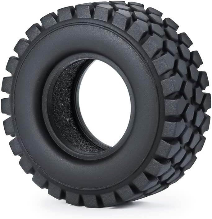 RCLIONS 4pcs Rubber Micro 1" RC Wheel Tyres Tires with Foam Insert for All 1/24 Axial SCX24 AXI00001,AXI00002,AXI90081 Deadbolt RC Crawler Truck Car (50mm)