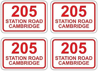 Pack of 4 Personalised Printed Wheelie Bin Number Stickers with House Number And Street Name Round Rectangle Style A5 Size Black