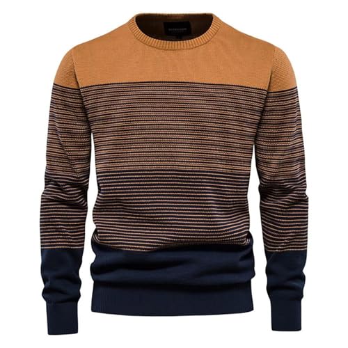 Men's Spliced Cotton Pullover Sweater O-Neck Knit Jumper Warm Casual Style Long Sleeve Winter Top Soft Touch2