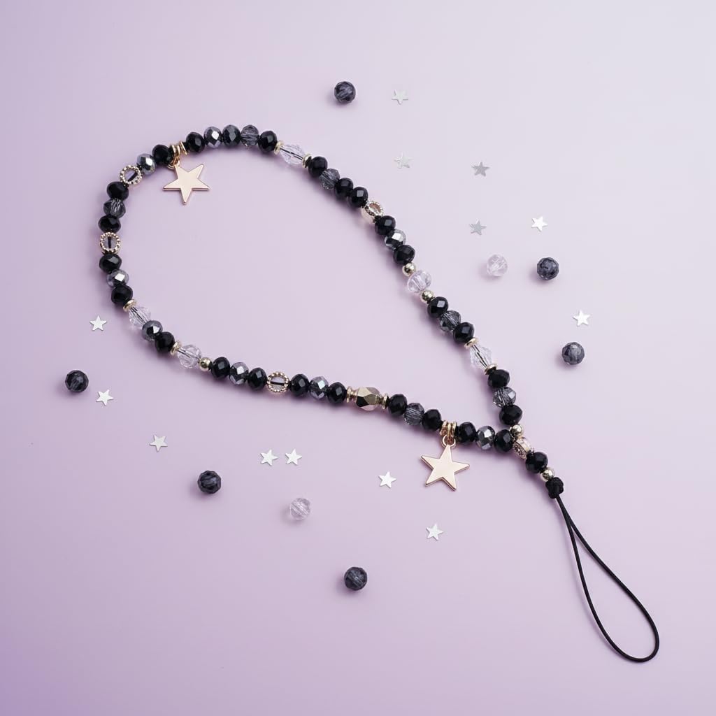 Five-Pointed Star Pendant Beaded Strap - Cute Mobile Phone Strap Detachable Lanyard, Decor and Cell Phone Charms