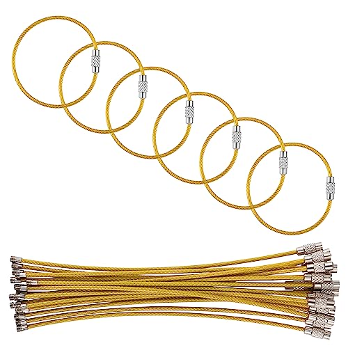 Image of 5.9in /15cm Stainless Steel Keychain Cable,Wire Diameter 2mm Metal Key Ring Loop,20 Pieces