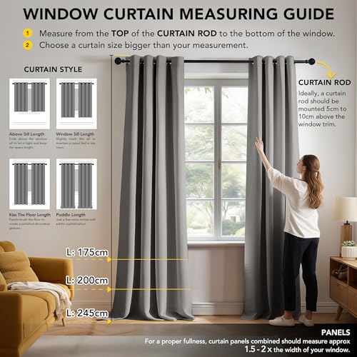 Image of Deconovo Super Soft Solid Thermal Insulated Blackout Curtains for Bedroom