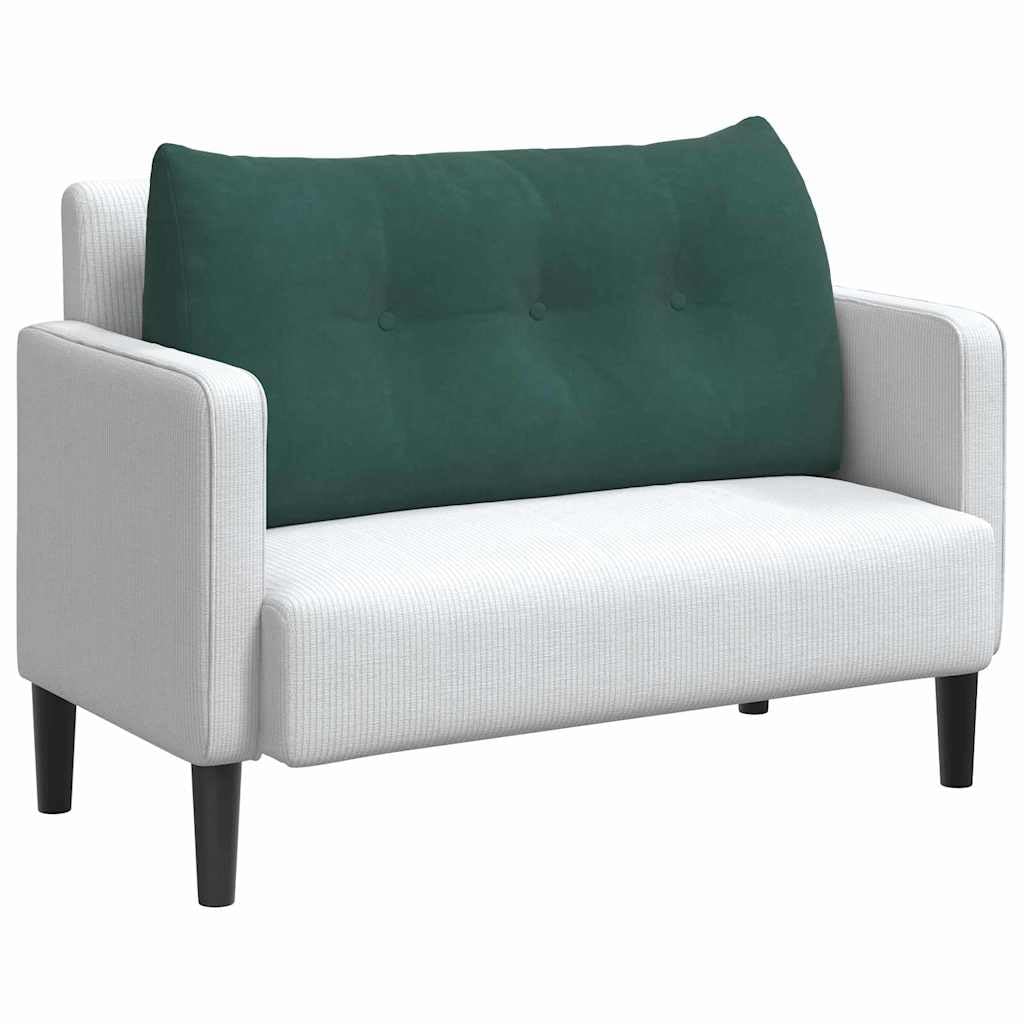 Rückenkissen, dunkelgrün, 100 x 24 x 50 cm, aus Samt mit Seitentasche, ergonomisches dekoratives Kissen für Sofa, Bett, Büro, abnehmbarer Bezug, Füllung aus Polyester