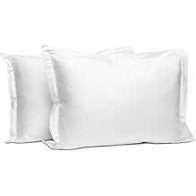 Pizuna Pure 100% Cotton Pillow Shams Queen Size Set of 2 White, Luxurious 400 Thread Count Long Staple Cotton Sateen with Envelope Closure Combed White Cotton Pillow Shams Queen