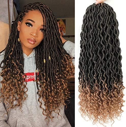 Lihui Faux Locs Crochet Hair 18 Inch Goddess Locs Crochet Hair Pre Looped Soft Crochet Faux Locs 6 Packs Long Goddess Faux Locs Crochet Braids(1B/27)