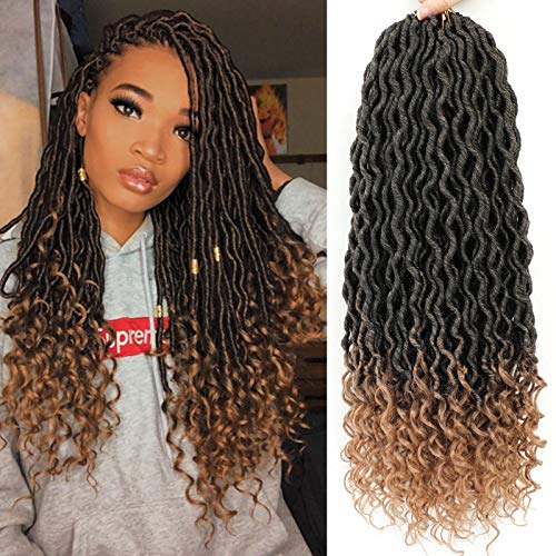 Lihui Faux Locs Crochet Hair 18 Inch Goddess Locs Crochet Hair Pre Looped Soft Crochet Faux Locs 6 Packs Long Goddess Faux Locs Crochet Braids(1B/27)