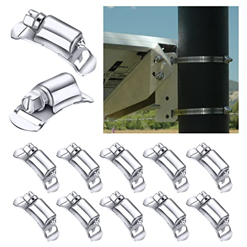 STEELSOFT Hose Clamp Fasteners Only, All 304 Stainless Steel Screw Worm Clamp Fasteners for DIY Large Adjustable Worm Drive Hose Clamp Kit Metal Strapping, 10 Pack