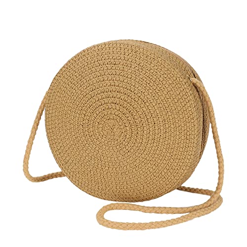 Womens Mini Round Straw Crossbody Bag Beach Shoulder Bag Handbag Purse for Summer3