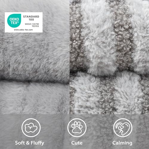 ZAKAPAWS Cat Bed Puppy Bed - Washable Round Cat Beds for Indoor Cats, Soft Corduroy Fleece Pet Bed for Kitten and Samll Dog with Removable Double Sided Inner Cousion, 26", Grey — view 2