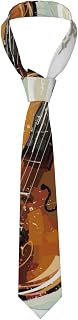 Antique Vintage Violin Musical Instrument Art Men's Polyester Necktie Anti Sway Back Tab