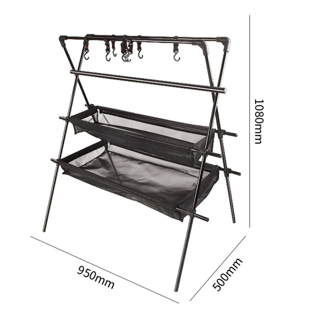 Griglia A Treppiede Regolabile Per Falò 90x87 Cm Con Vassoio E 8 Ganci - Attrezzatura Da Campeggio In Ghisa