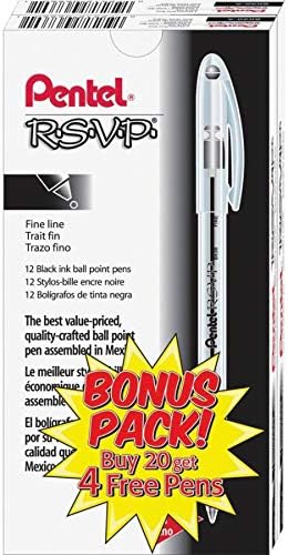 Pentel R.S.V.P. Ballpoint Stick Pens (BK90ASW2)(Pack Of 24)