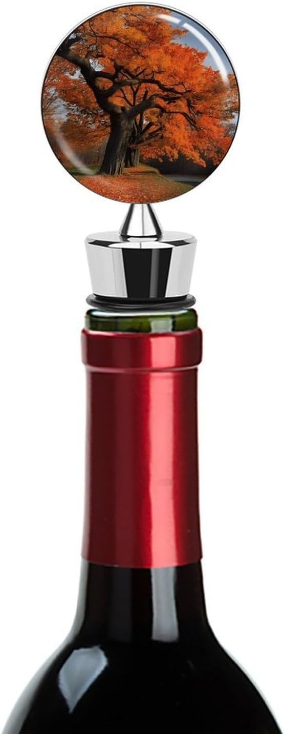 Tree in The Fall Wine Stopper Zinc Alloy Wine Bottle Stopper Decorative Bottle Sealer Reusable Beverage Preserver Leak Proof Wine Outlet Cap Wine Corks Wine Saver Accessory Gift