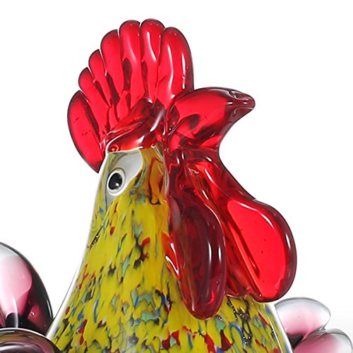 Romacci Escultura de vidro multicolor para galo decoração da casa Ornamento de animais Decoração art