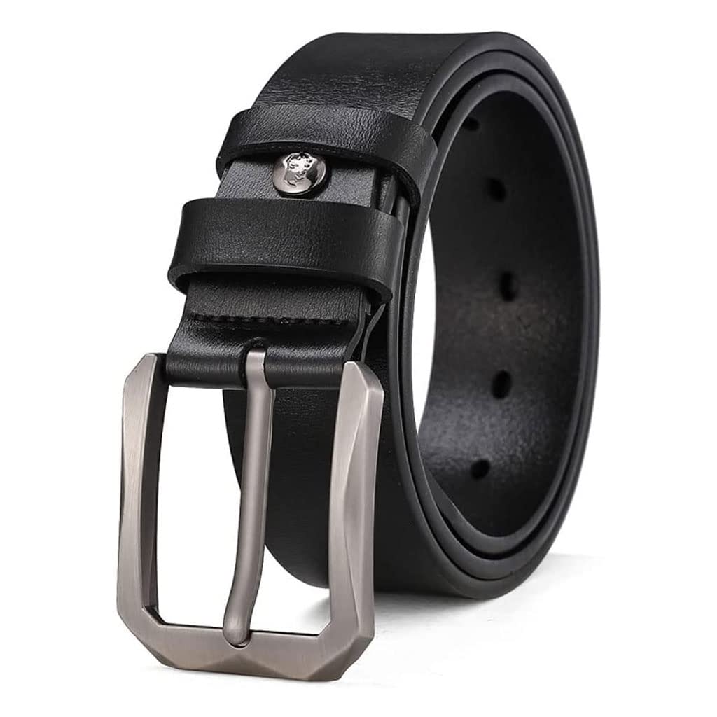 Cinturón clásico para Hombres Cinturones de Cuero Genuino 100% Hebilla de Pasador de aleación Cinturones Casuales de Longitud Ajustable para el Trabajo y los Negocios