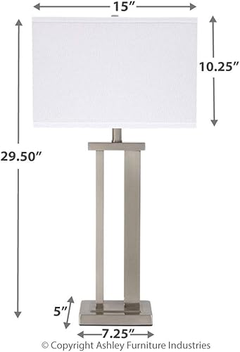 Miniatura 6 de Signature Design by Ashley Aniela - Lámpara de mesa minimalista, 2 unidades, 29.5 pulgadas, acabado plateado