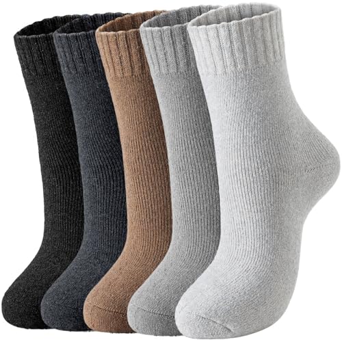 Image of Tavaleu Wool Socks for Women - Winter Soft Thick Warm Socks Vintage Crew Boot Sock Casual