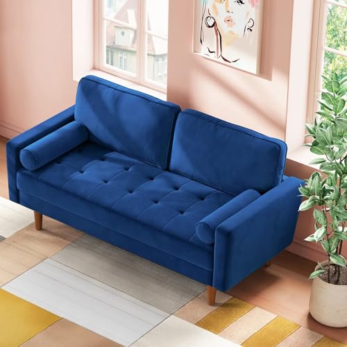 Reviews de Sofas Economicos al mejor precio. 46 Genérico Sofá Loveseat Sillón 2 Plazas Modern Sofá Pequeño Terciopelo Sofá loveseat Moderno 121cm (Terciopelo, Azul)
