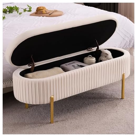Elegant Velvet Storage Bench for Bedroom
