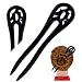FINGER LOVE Handmade Carved Wood 2-Prong Vintage Style Hair Stick Double01 (Black Ebony)