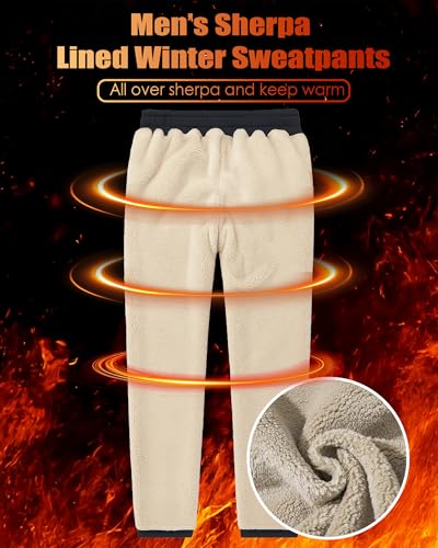 Boladeci Men's Sherpa Lined Sweatpants Heavyweight Fleece Lined Sweat Pants Joggers for Winter Cold Weather2