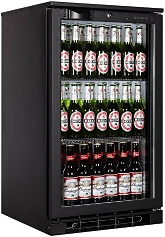 Tefcold BA05 Bar and Counter Display Chiller Chilled Display with Black Glass Door 870(H) x500(W) x520(D) 100 Litre 2 Shelves -2 Year Parts Warranty Included