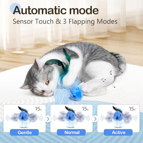 Migipaws Cat Toys, Interactive Automatic 7 Holes Mice Whack-A-Mole, Ultra Fun Smart Teaser Toy for Indoor Cats+ Realistic Interactive Bird Cat Toy, Catnip for Indoor Cats, Rechargeable
