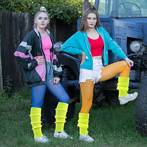Image of ONUPGO Leg Warmers for Women 80s Party Accessories 80s Neon Knit Ribbed Leg Warmers Girls Junior Winter Leg Warmers Socks