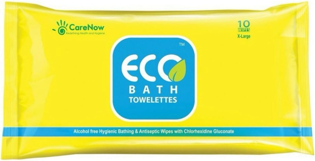 CareNow ECO Bath Towelettes X-Large Pillow Pack - 3 Packs X 10 Wipes = 30 Wipes.