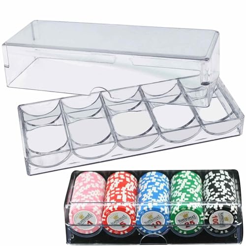 Porta fiches da poker – Scatola per chip in acrilico con coperchio, organizer durevole | Custodia trasparente per fiche da poker per la notte, porta patatine da gioco per casa sala giochi