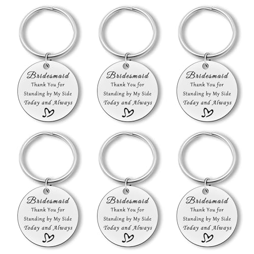 6 PCS Bridesmaid Gifts from Bride Maid of Honor Keychain Wedding Gift Bride Tribe Bridal Party Bachelorette Party Favor Thank You Gifts Bridesmaid Proposal Appreciation Jewelry for Sister Friend