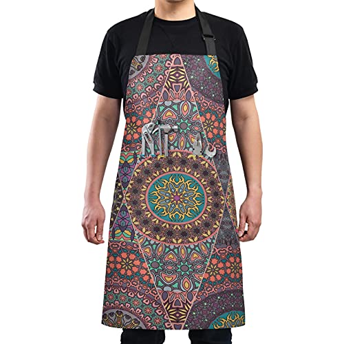Innewgogo Floral Mandala Adjustable Bib Apron With 2 Pockets Cute Kitchen Chef Aprons For Women Men Mom Wife Aunt Grandma Funny Aprons For Cooking Baking Bbq Gardening #TOP3