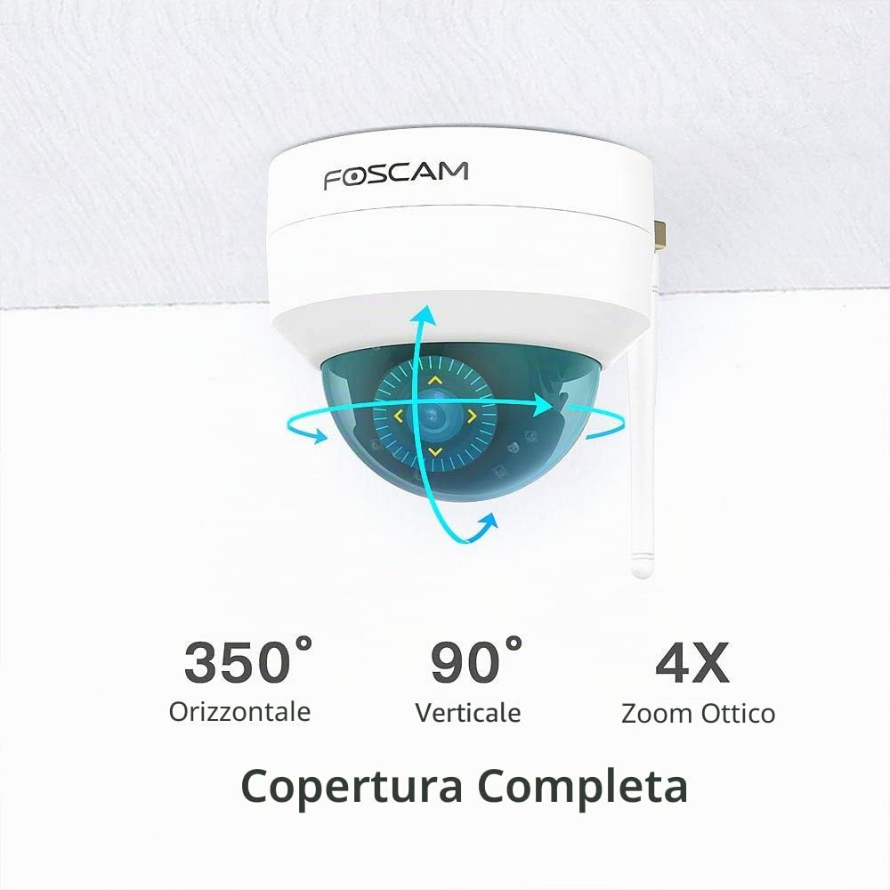 FOSCAM D4Z PTZ Dome Telecamera di sorveglianza, bianco