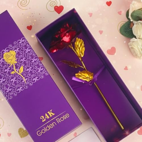 Image of Giftana Golden Red Rose with Gift Box for Girlfriend, Best Gift for Mother's Day, Valentine's Day, Anniversary & Birthday Gifts, Best Gifting Item for Wife, Boyfriend, Husband, Gift for Him & Her