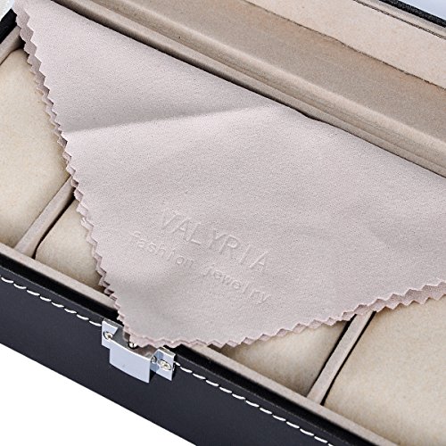 Valyria Mens Watch Case Small 4 Watch Box Black Leather Display Glass Top Jewelry Case Organizer #TOP3