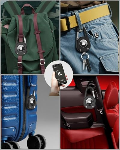 Image of ZORBES 2-in-1 AirTag Holder Keychain & Protective Case for Apple AirTag, Hard Plastic Waterproof Air Tag Holder with Secure Lock Carabiner, Universal Wheel Key Chain for Keys, Pets, Lage & Travel