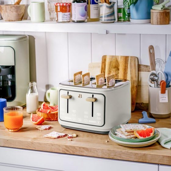 New Beautifull 4-Slic'e Digital Toaster with Touch-Activated Display, Adjustable Browning Control, Auto Shut-Off, Sleek White Finish