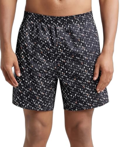 Image of Jockey NY07 Men's Super Combed Cotton Satin Weave Printed Boxer Shorts with Side Pocket
