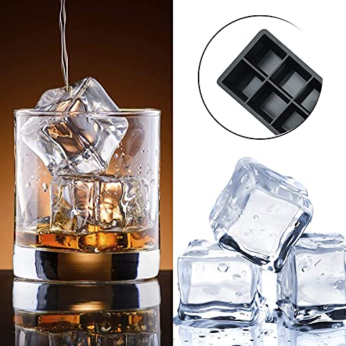 Froz Silicone Ice Cube Trays 2 Pack - Makes 8 Big 2 Inch Square Ice Cubes For Whiskey And Cocktails - Large King Size Mold For Freezer #TOP4
