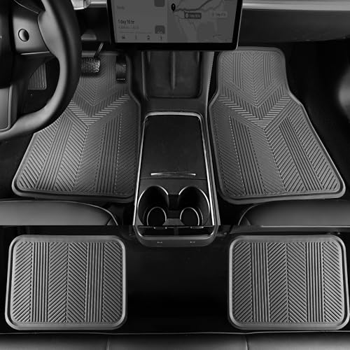 CAR PASS Universal Car Floor Mats & Cargo Liner Full Set, Waterproof Anti-Slip Rubber Trim to Fit Trunk Mats All Weather Protection Fit Car SUV Sedan Coupe Vehicle Automotive 5 Pieces, S-M Size Gray by CAR PASS - Used condition - Image 5
