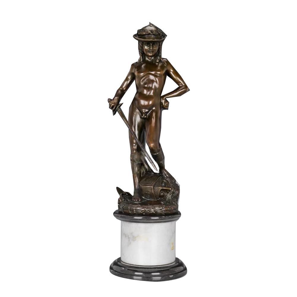 LONDAEE Escultura de bronce juvenil David Estatua de bronce para decoración del hogar