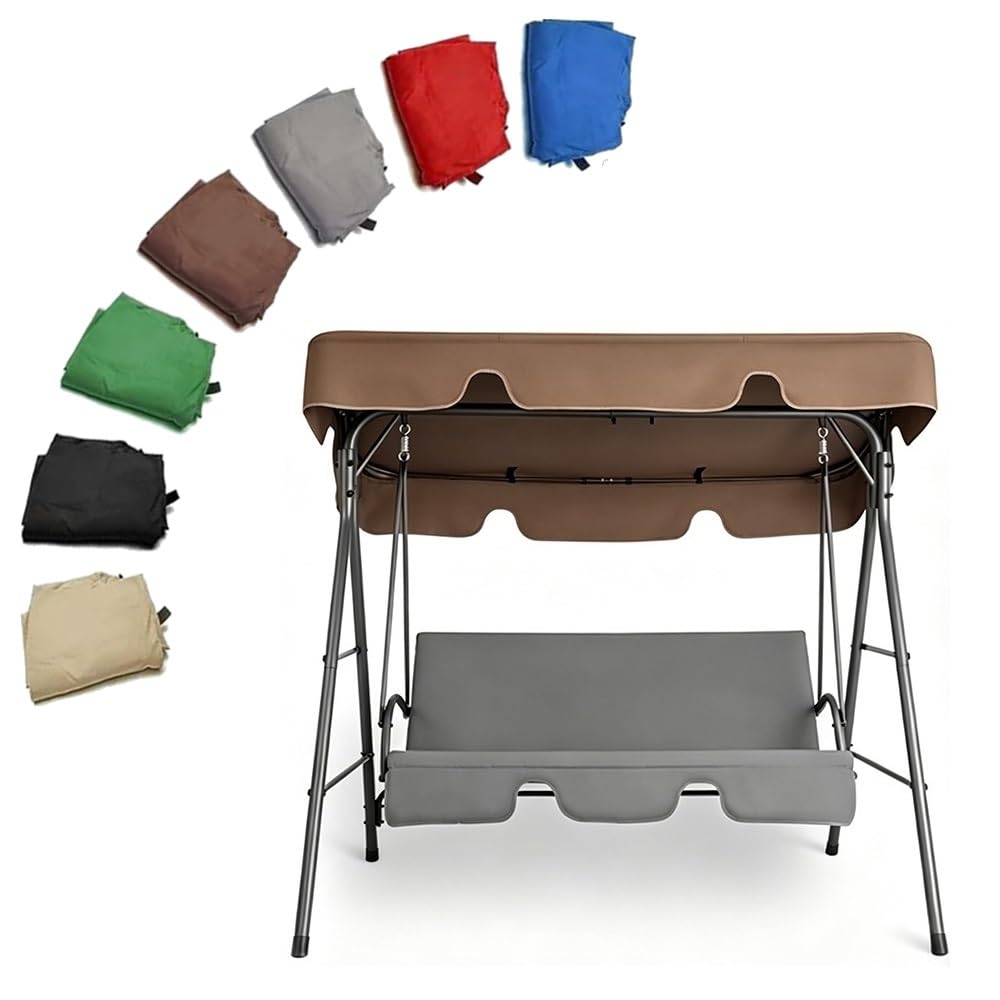RTVGNSZSJL 77x49in 64x45in Porch Swing Canopy Replacement Outdoor Patio Swing Cover Universal Garden Swing Replacement Canopy Waterproof Oxford Fabric(Brown,75x52x6in-190x132x15cm)