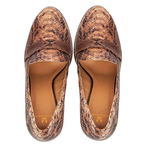 Image of MOOMMO Women Chunky Block Heel Pumps Round Closed Toe Slip On Oxford Loafers Shoes High Heels Snakeskin Work Pump Suede Loafer for Office Ladies Classic Formal Business Professional 4-13 M US