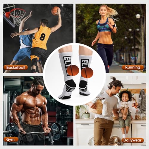 Men Basketball Socks 4/8 Pairs, Soft Breathable Cushion Athletic Crew Socks for Men Boys4