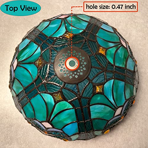Cotoss Tiffany Table Lamp Shade 12" Wide Victorian Style Stained Glass Lampshade For Table Desk Light Accent Lamp #TOP4